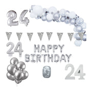 24 jaar Verjaardag Versiering Pakket Zilver XL