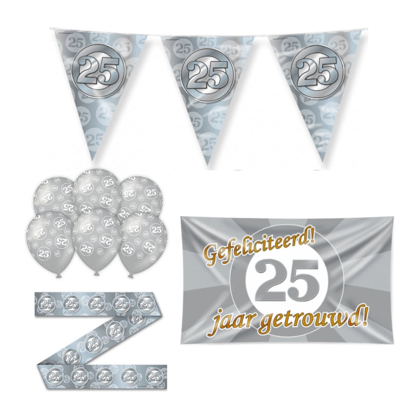 25 jaar Getrouwd Versiering pakket - M