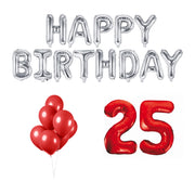 25 jaar Verjaardag Versiering Ballon Pakket rood & zilver