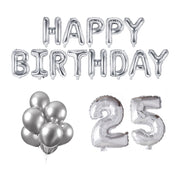 25 jaar Verjaardag Versiering Ballon Pakket zilver