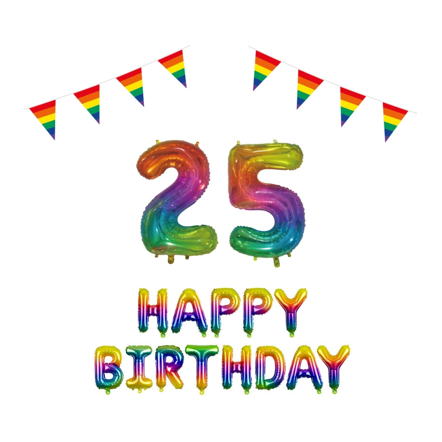 25 jaar Verjaardag Versiering Pakket Regenboog