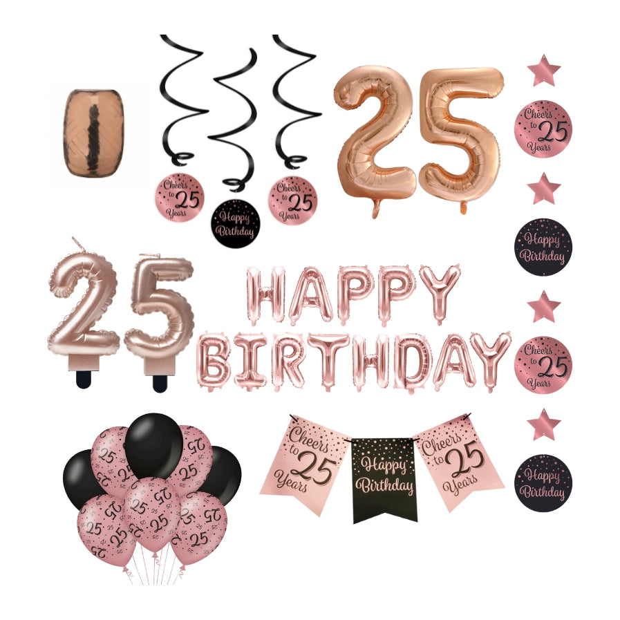 25 jaar Verjaardag Versiering Pakket Rose Gold