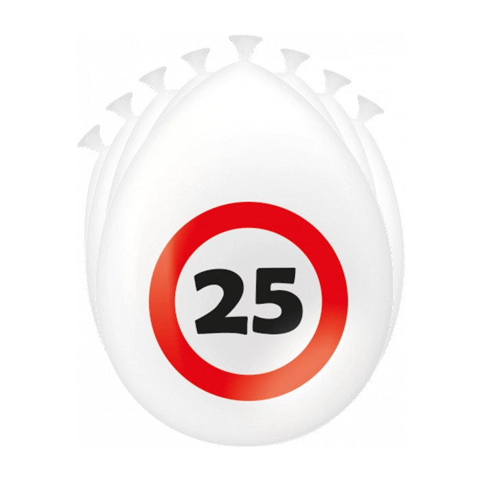 25 Jaar Verkeersbord Ballonnen - 8 stuks