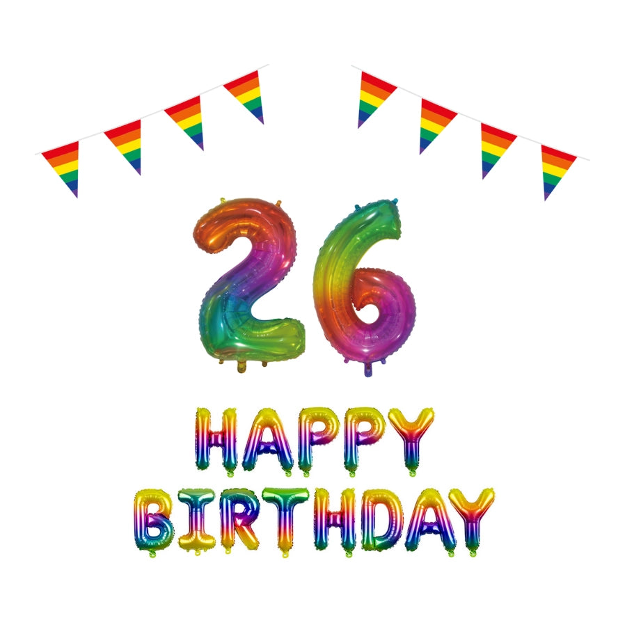 26 jaar Verjaardag Versiering Pakket Regenboog