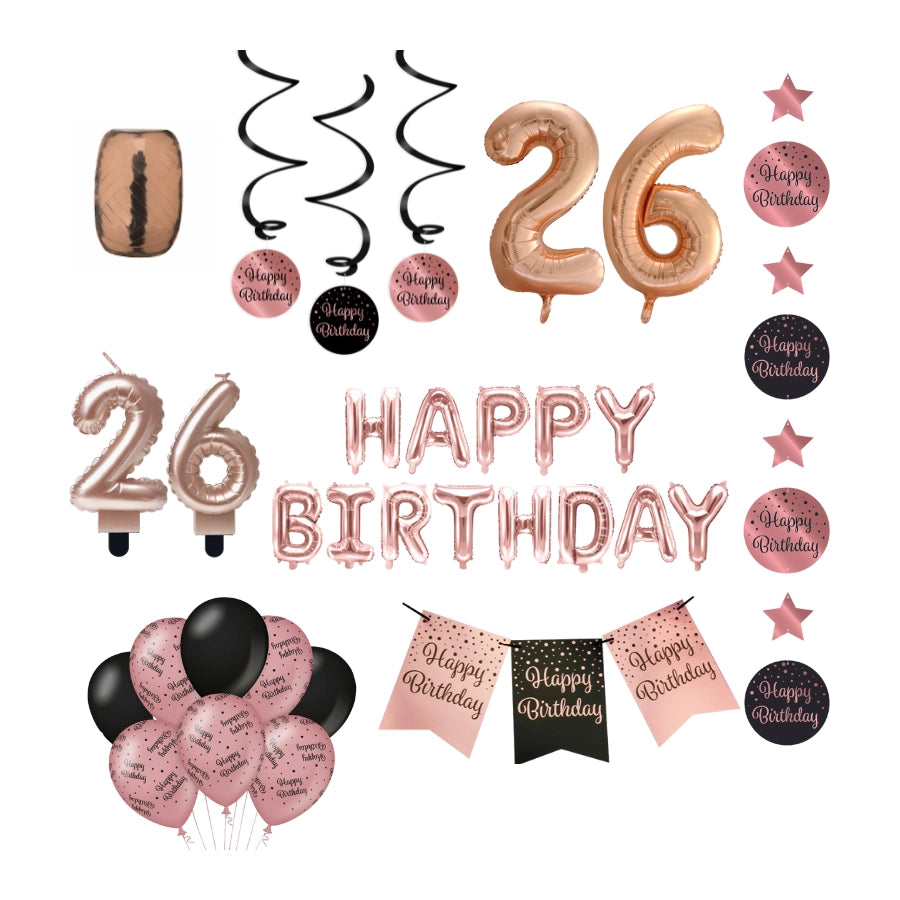 26 jaar Verjaardag Versiering Pakket Rose Gold