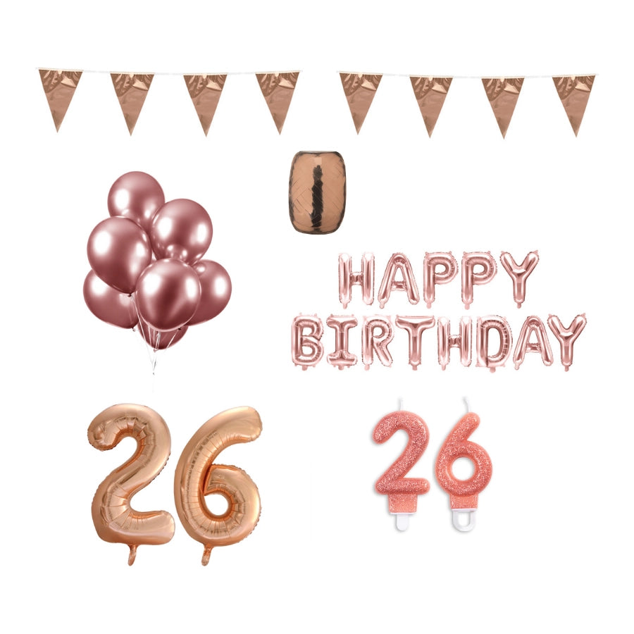 26 jaar Verjaardag Versiering Pakket Rosé Goud