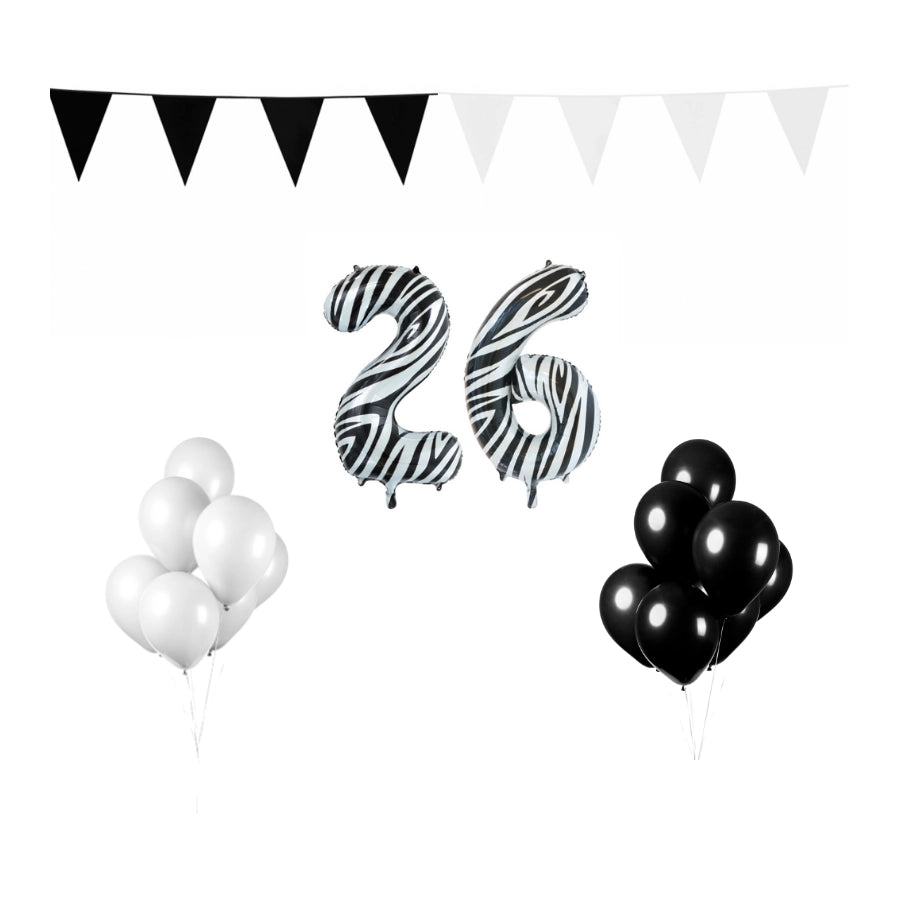 26 jaar Verjaardag Versiering Pakket Zebra