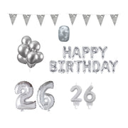 26 jaar Verjaardag Versiering Pakket zilver
