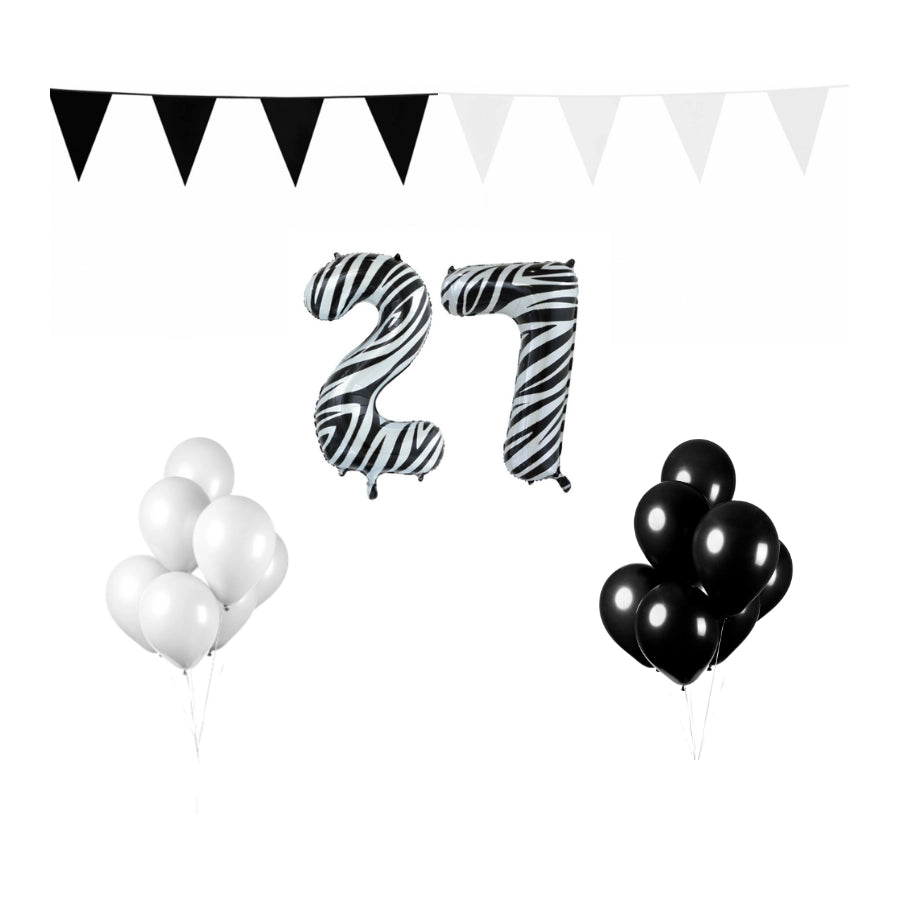 27 jaar Verjaardag Versiering Pakket Zebra