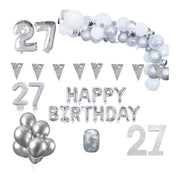 27 jaar Verjaardag Versiering Pakket Zilver XL