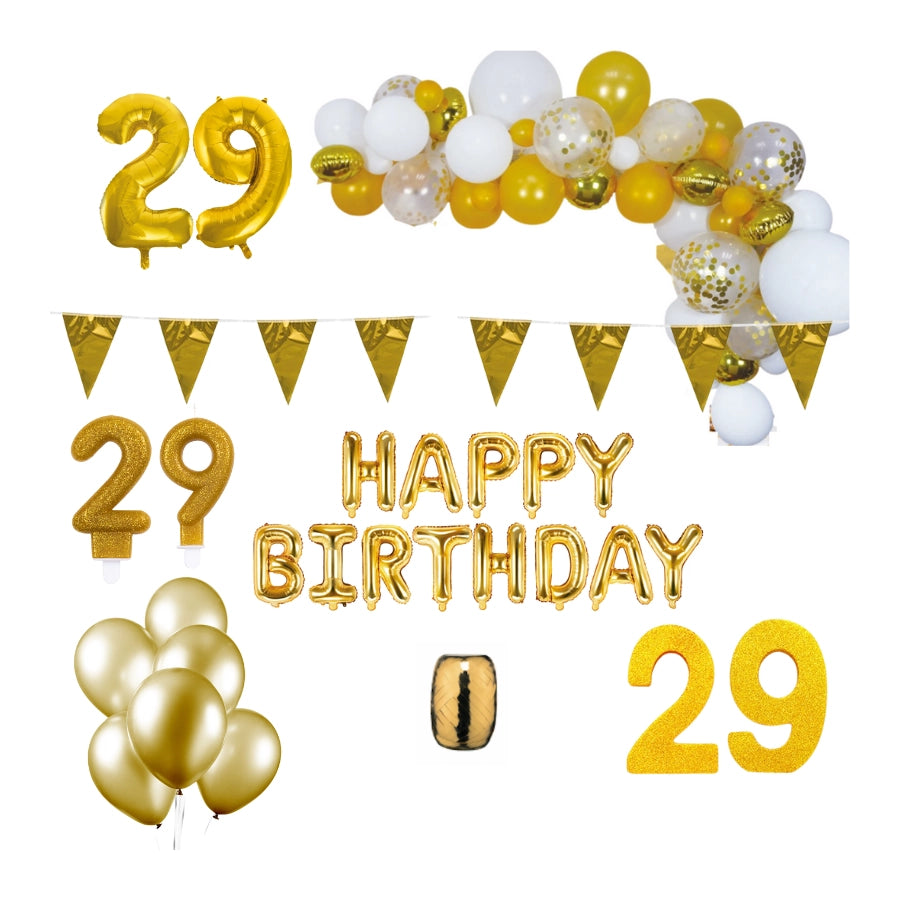 29 jaar Verjaardag Versiering Pakket Goud XL