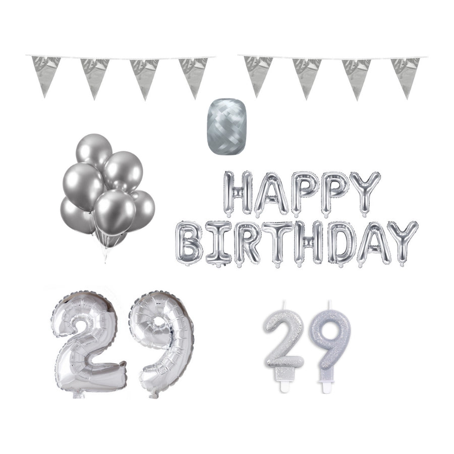 29 jaar Verjaardag Versiering Pakket zilver