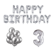 3 jaar Verjaardag Versiering Ballon Pakket zilver