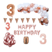 3 jaar Verjaardag Versiering Pakket Rosé goud XL