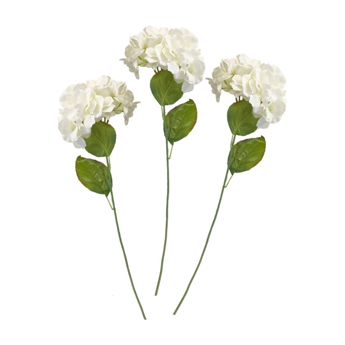 3 witte hortensia decoratie (kunst) bloemen (45cm)