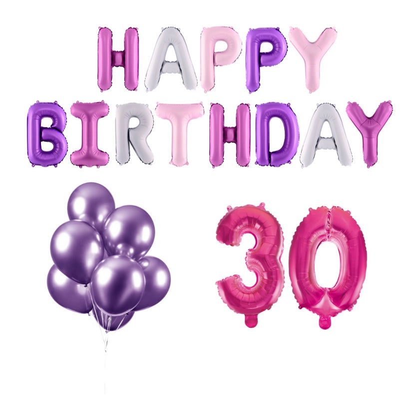 30 jaar Verjaardag Versiering Ballon Pakket Pastel & Roze