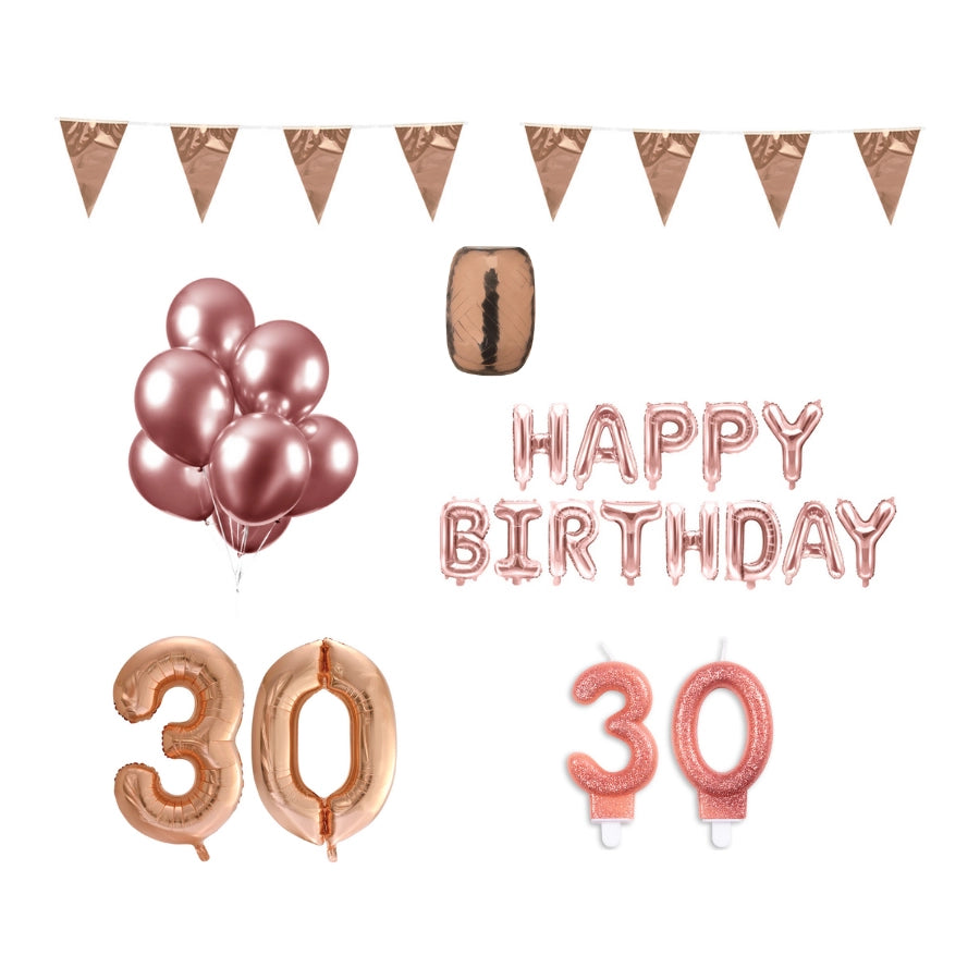 30 jaar Verjaardag Versiering Pakket Rosé Goud
