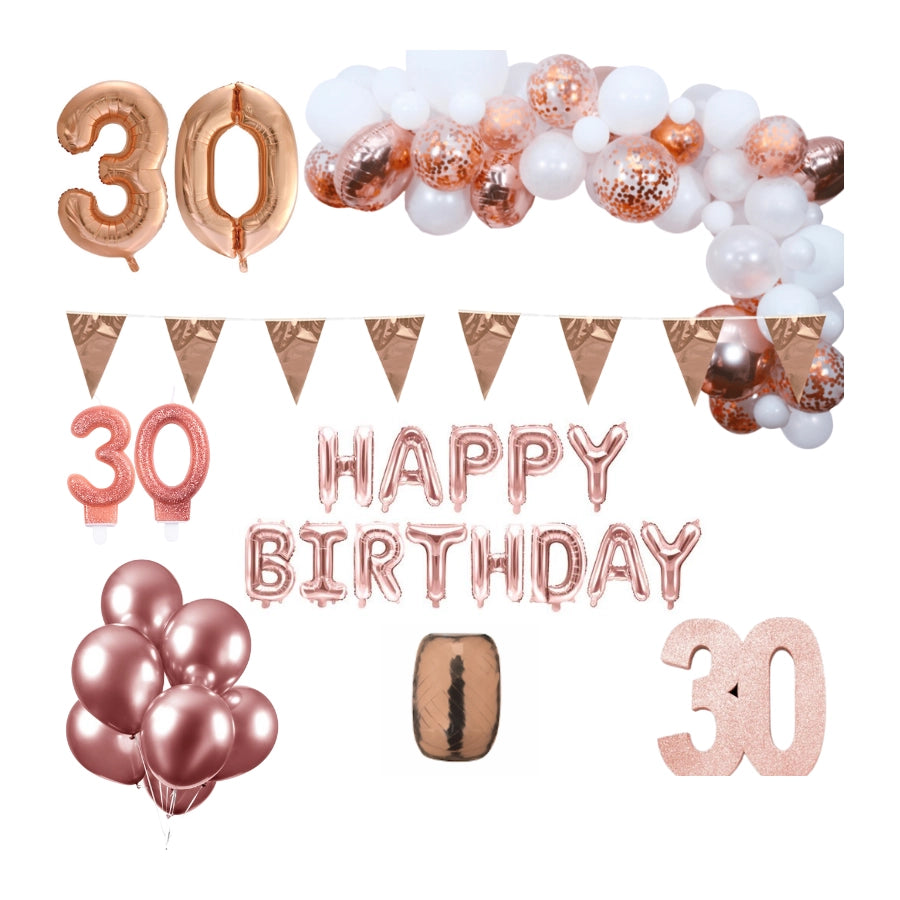 30 jaar Verjaardag Versiering Pakket Rosé goud XL