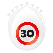 30 Jaar Verkeersbord Ballonnen - 8 stuks