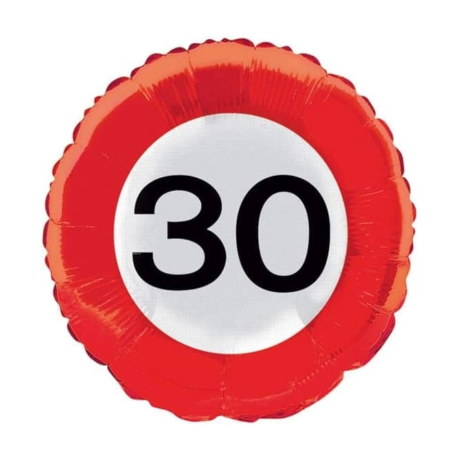 30 jaar verkeersbord folieballon 45cm