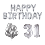 31 jaar Verjaardag Versiering Ballon Pakket zilver