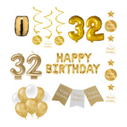 32 jaar Verjaardag Versiering Pakket Gold