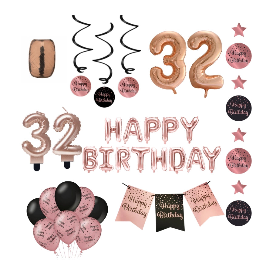 32 jaar Verjaardag Versiering Pakket Rose Gold