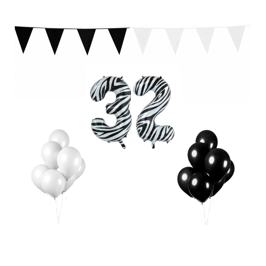 32 jaar Verjaardag Versiering Pakket Zebra