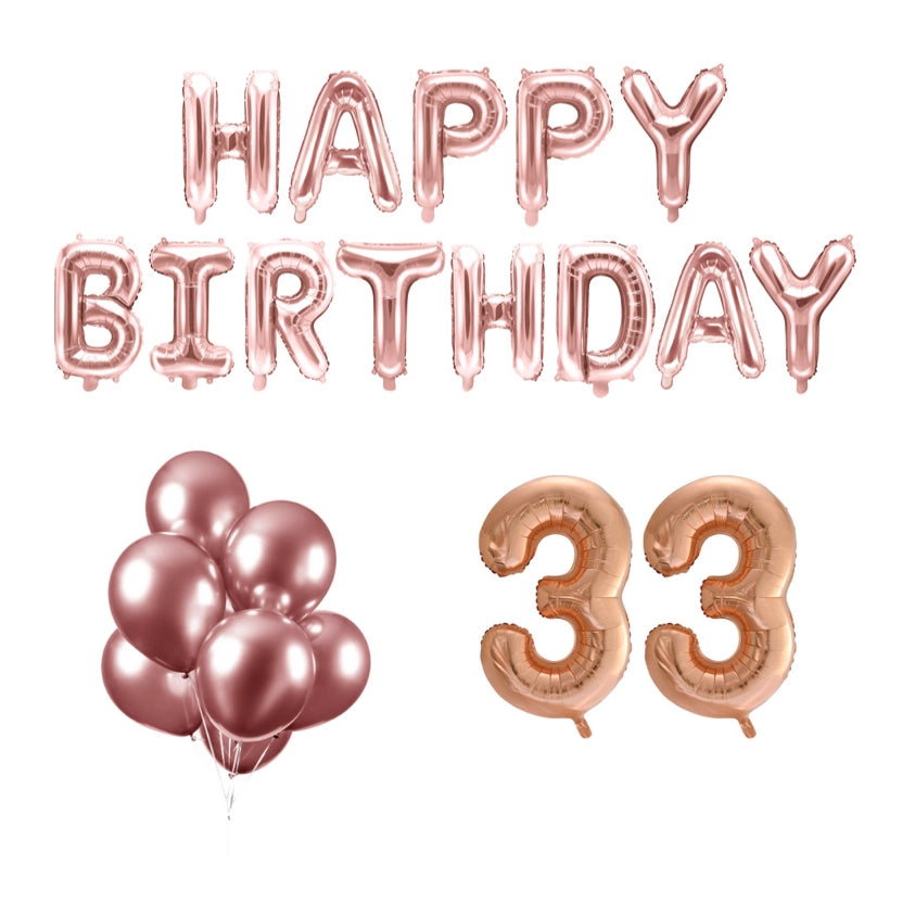 33 jaar Verjaardag Versiering Ballon Pakket rosé goud