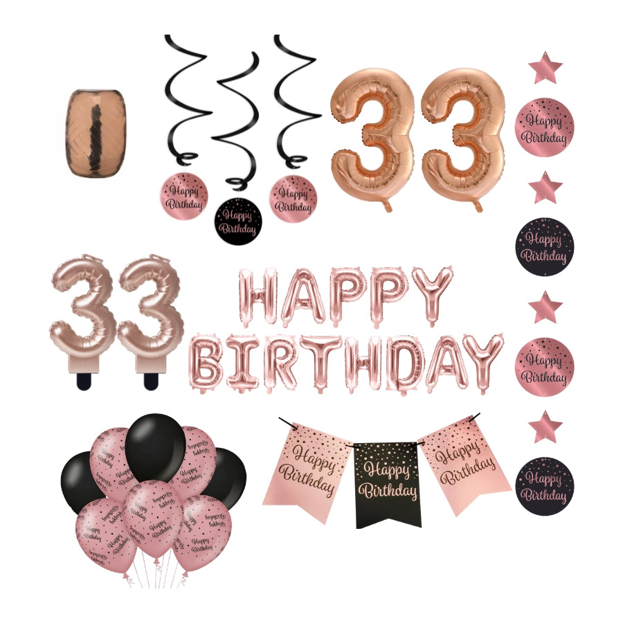 33 jaar Verjaardag Versiering Pakket Rose Gold
