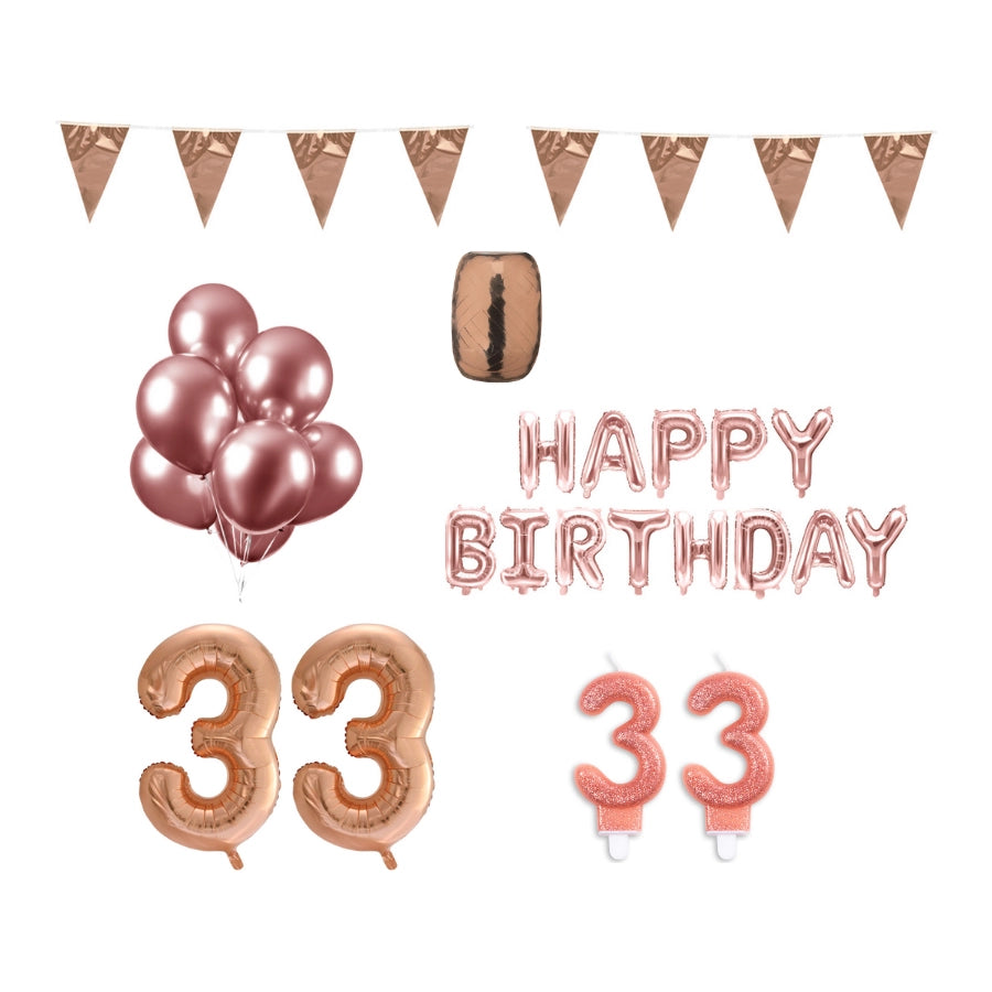 33 jaar Verjaardag Versiering Pakket Rosé Goud