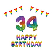 34 jaar Verjaardag Versiering Pakket Regenboog