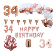 34 jaar Verjaardag Versiering Pakket Rosé goud XL
