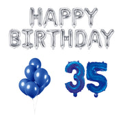 35 jaar Verjaardag Versiering Ballon Pakket Blauw & zilver