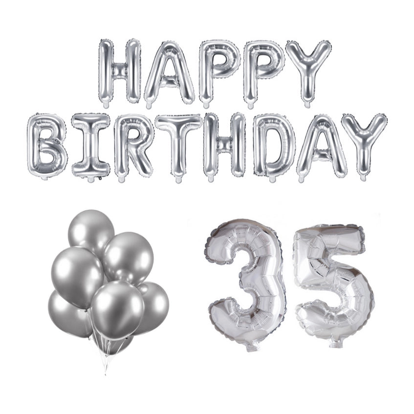 35 jaar Verjaardag Versiering Ballon Pakket zilver