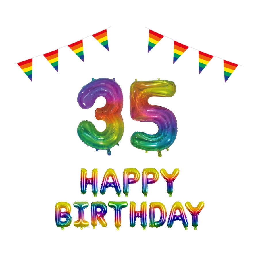 35 jaar Verjaardag Versiering Pakket Regenboog