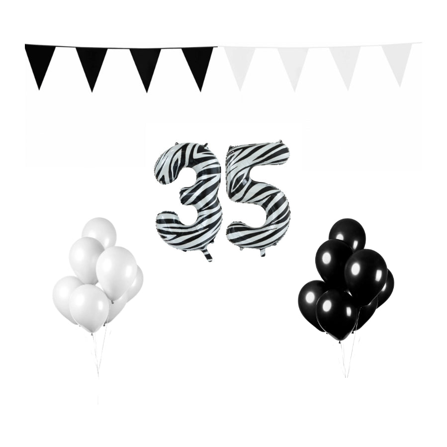 35 jaar Verjaardag Versiering Pakket Zebra