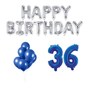 36 jaar Verjaardag Versiering Ballon Pakket Blauw & zilver
