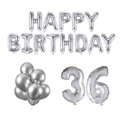 36 jaar Verjaardag Versiering Ballon Pakket zilver