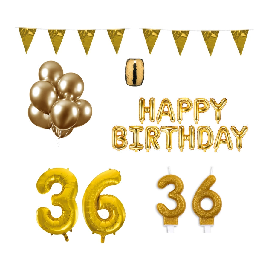 36 jaar Verjaardag Versiering Pakket Goud
