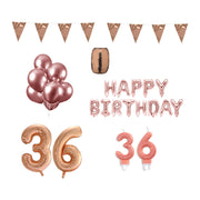 36 jaar Verjaardag Versiering Pakket Rosé Goud