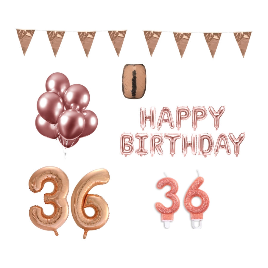 36 jaar Verjaardag Versiering Pakket Rosé Goud