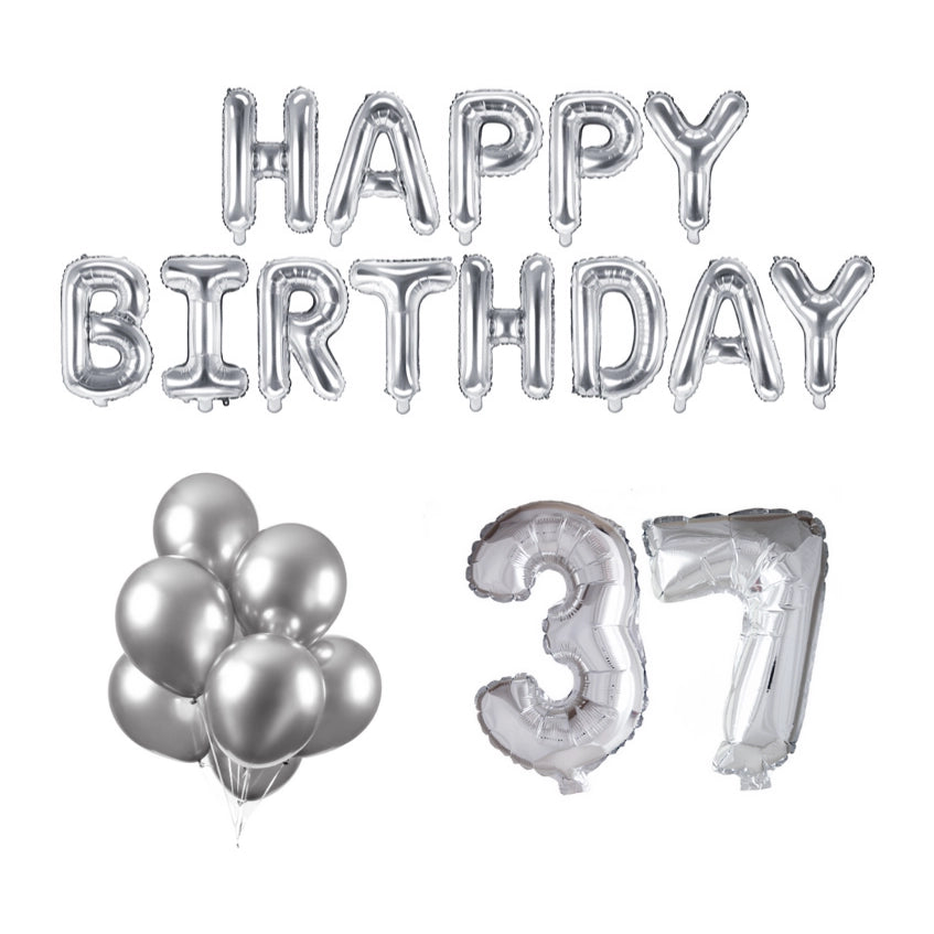 37 jaar Verjaardag Versiering Ballon Pakket zilver
