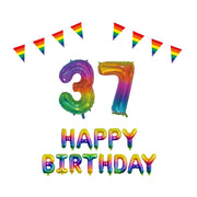 37 jaar Verjaardag Versiering Pakket Regenboog