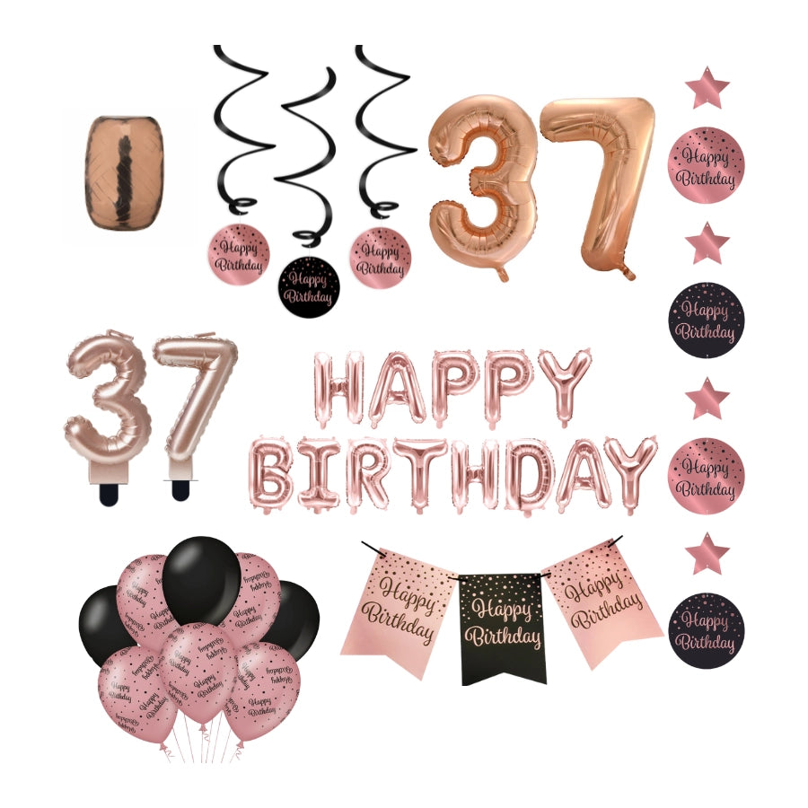 37 jaar Verjaardag Versiering Pakket Rose Gold
