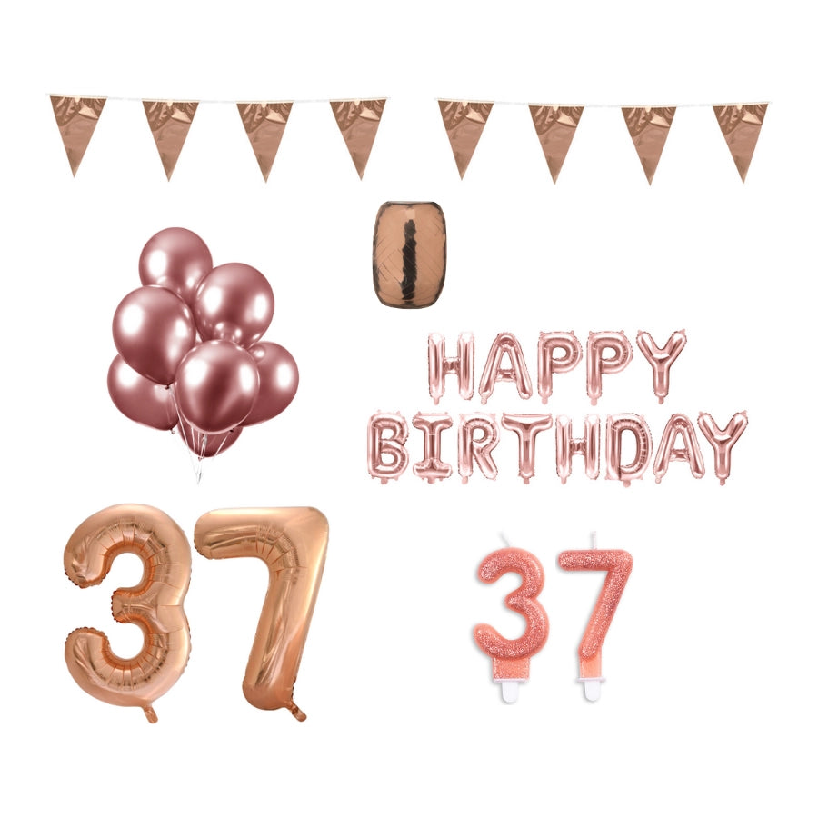 37 jaar Verjaardag Versiering Pakket Rosé Goud