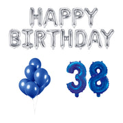 38 jaar Verjaardag Versiering Ballon Pakket Blauw & zilver