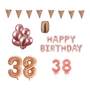 38 jaar Verjaardag Versiering Pakket Rosé Goud