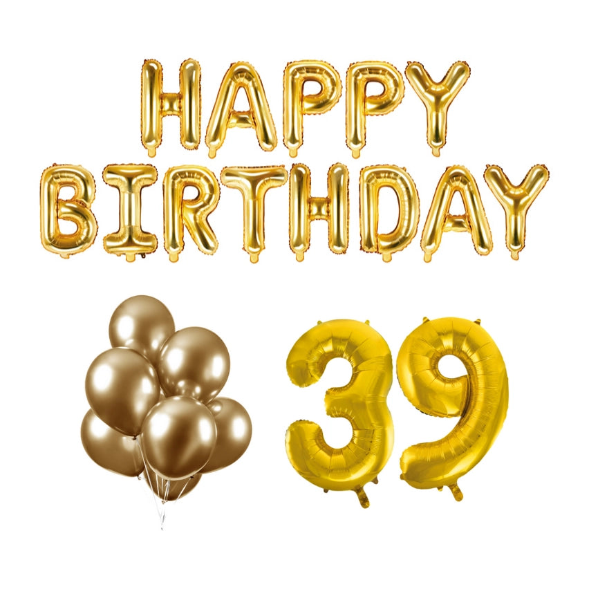 39 jaar Verjaardag Versiering Ballon Pakket Goud