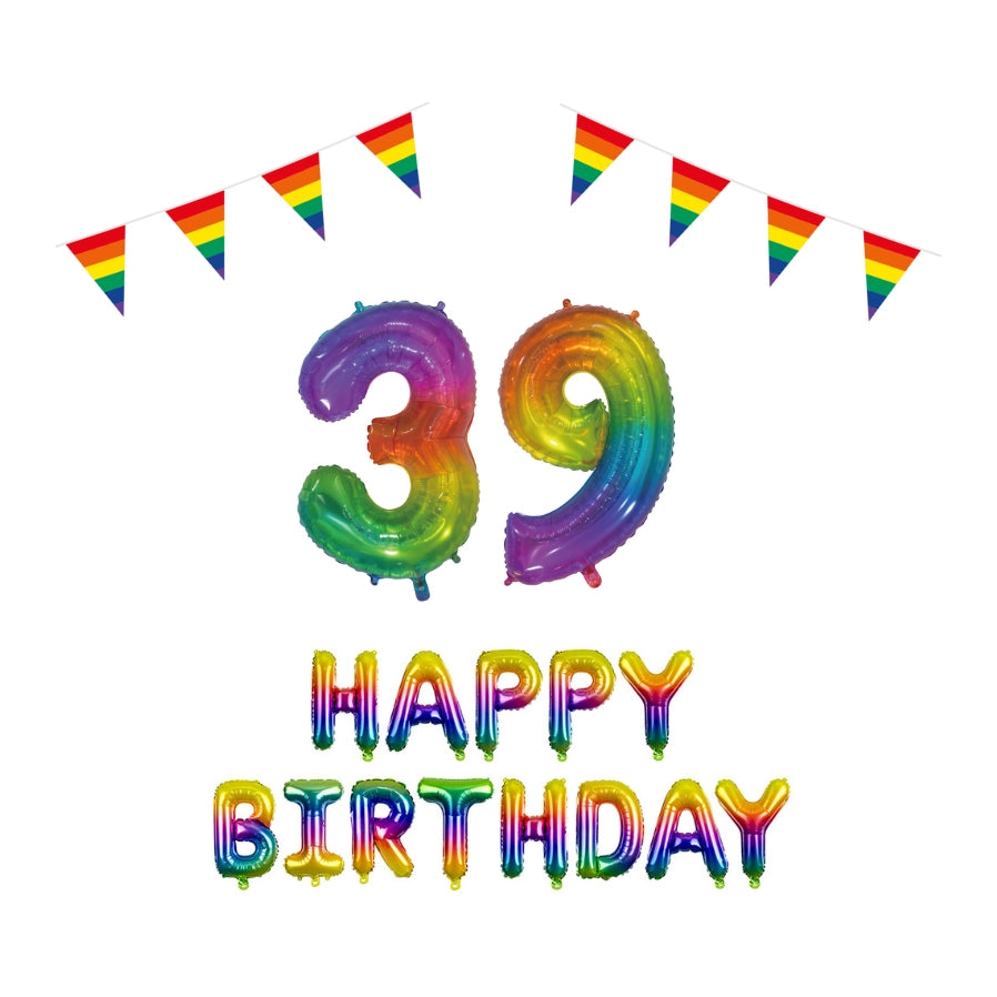 39 jaar Verjaardag Versiering Pakket Regenboog